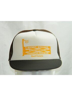 Vtg Manny Bollakis Ranches Farms Real Estate Trucker Hat Snapback Cap Mesh